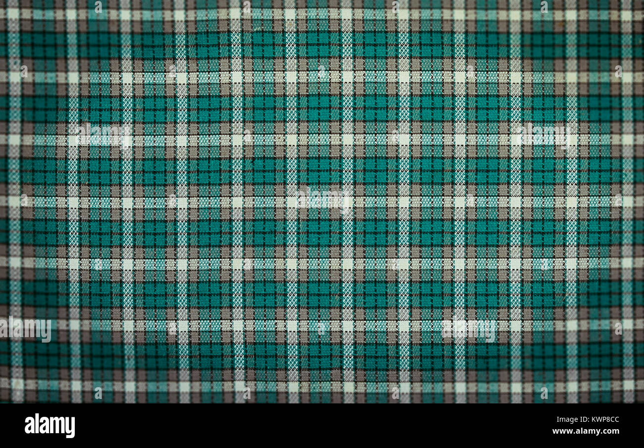 Vintage Green and white checkered tablecloth, vintage background Stock