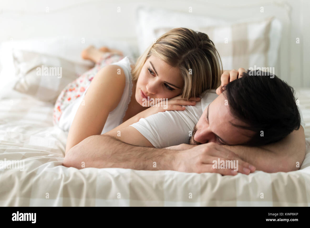 Man and woman having problems in relationship Stock Photo