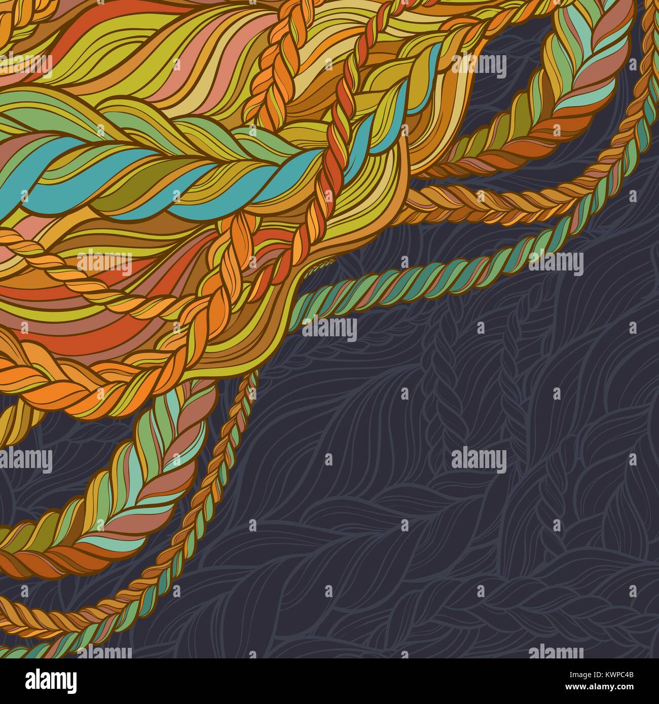 braid hair vector pattern on blue background Stock Vector Image & Art