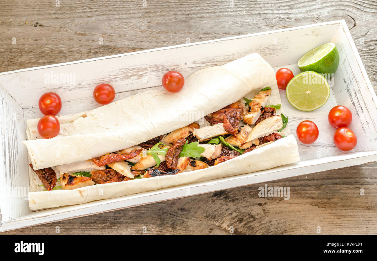 Tortilla with grilled chicken Stock Photo Alamy