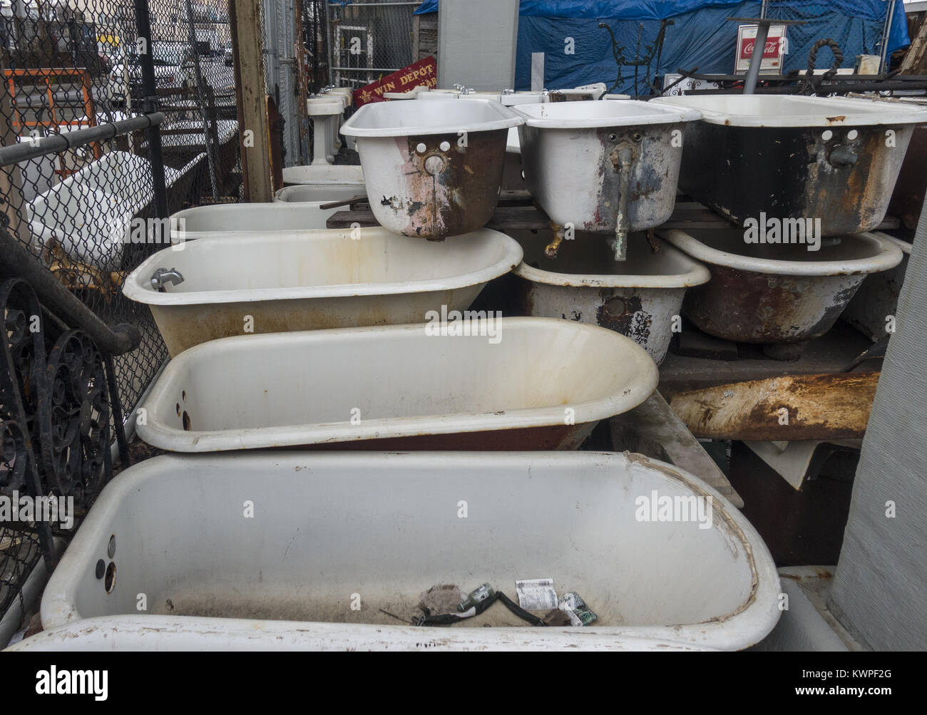 Old bathtubs for sale Stock Photo Alamy