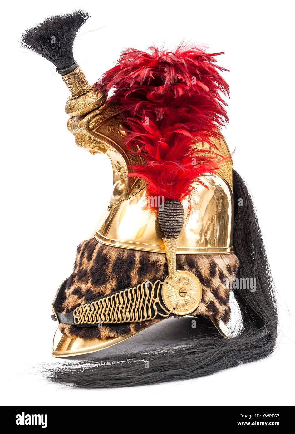 Mid 19th Century French dragoon officer's helmet. Stock Photo