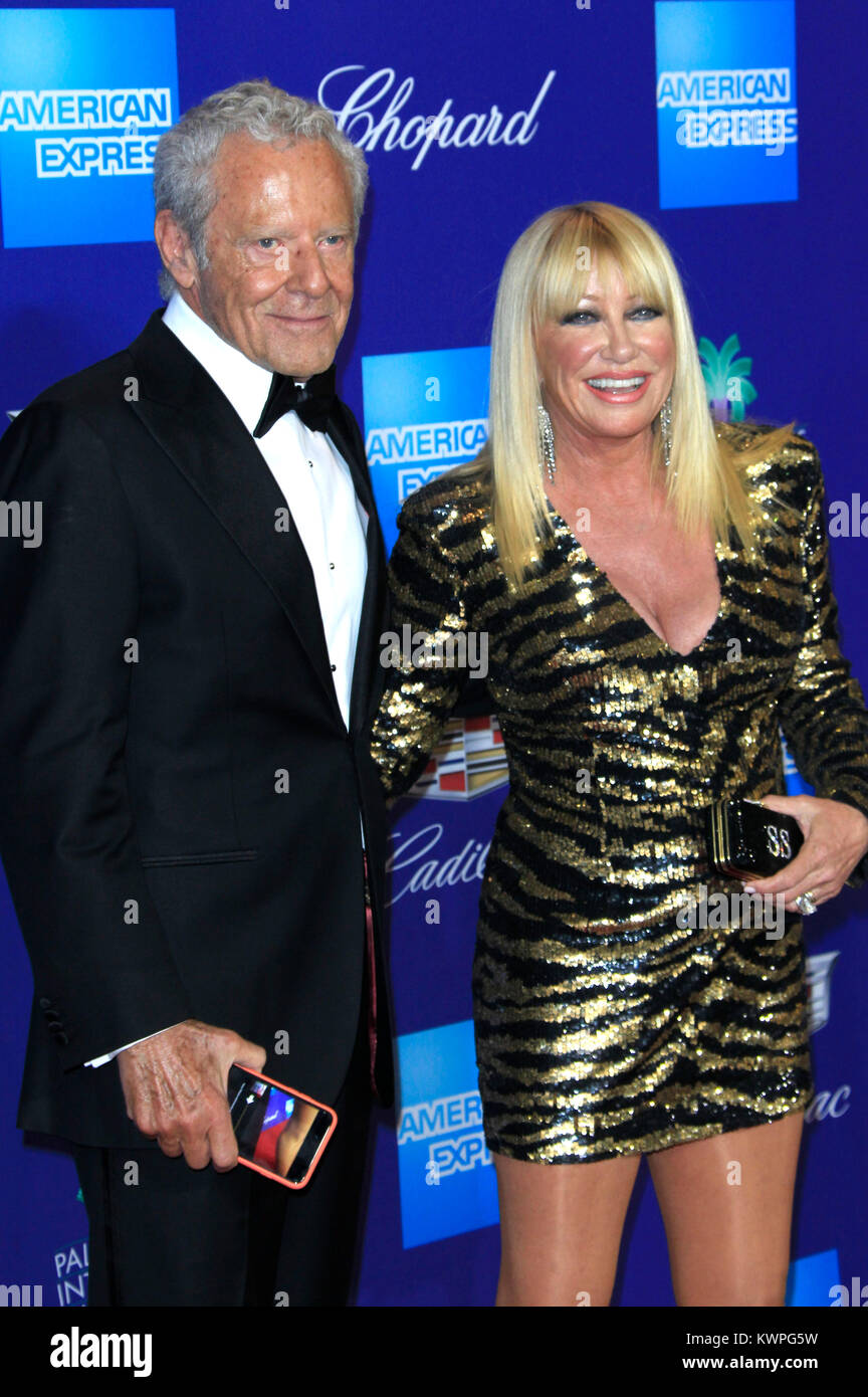 Alan Hamel and his wife Suzanne Somers attend the 29th Annual Palm Springs International Film Festival Film Awards Gala at Palm Springs Convention Center on January 2, 2018 in Palm Springs, California. Stock Photo