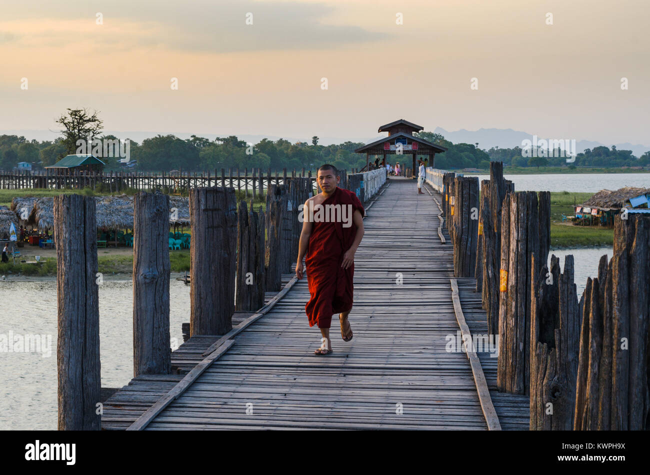 Buddhist monk walks hi-res stock photography and images - Alamy