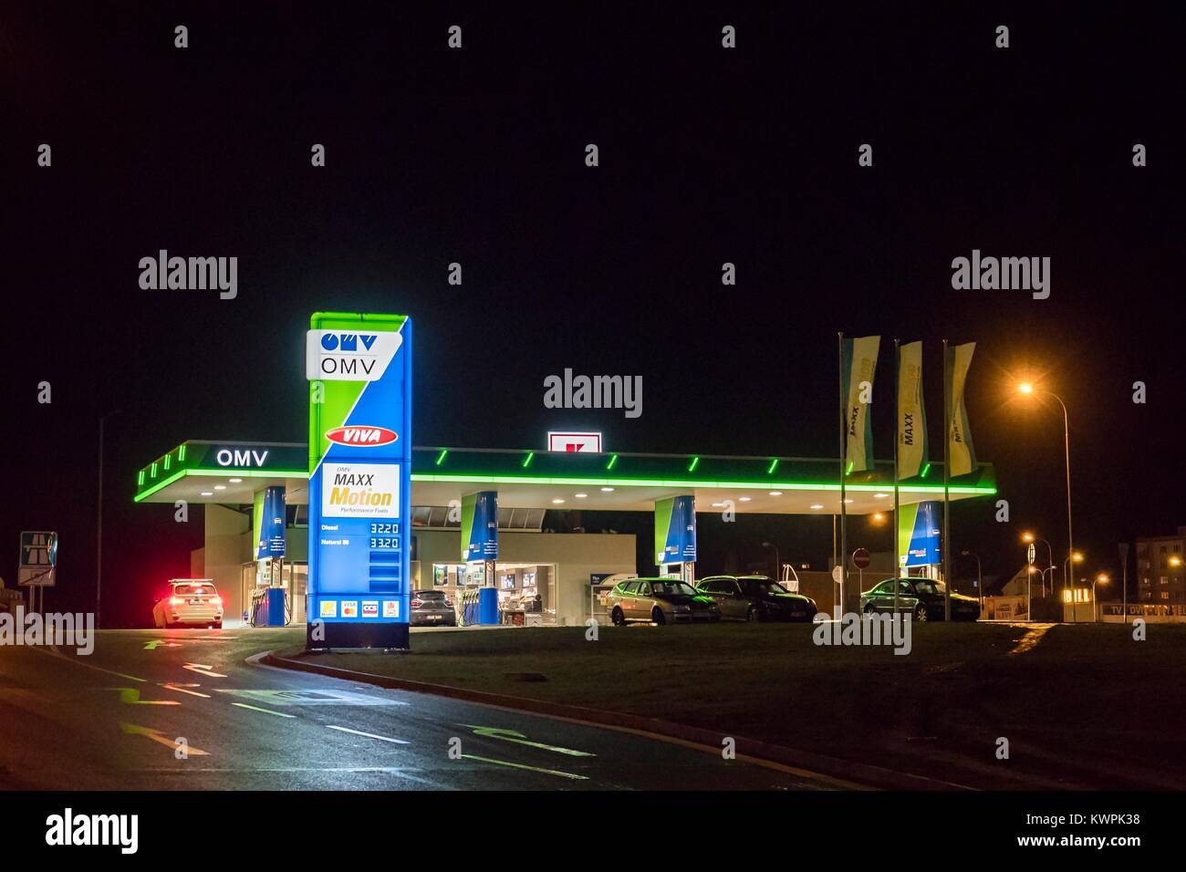 Price,fuel,gas station,OMV Stock Photo
