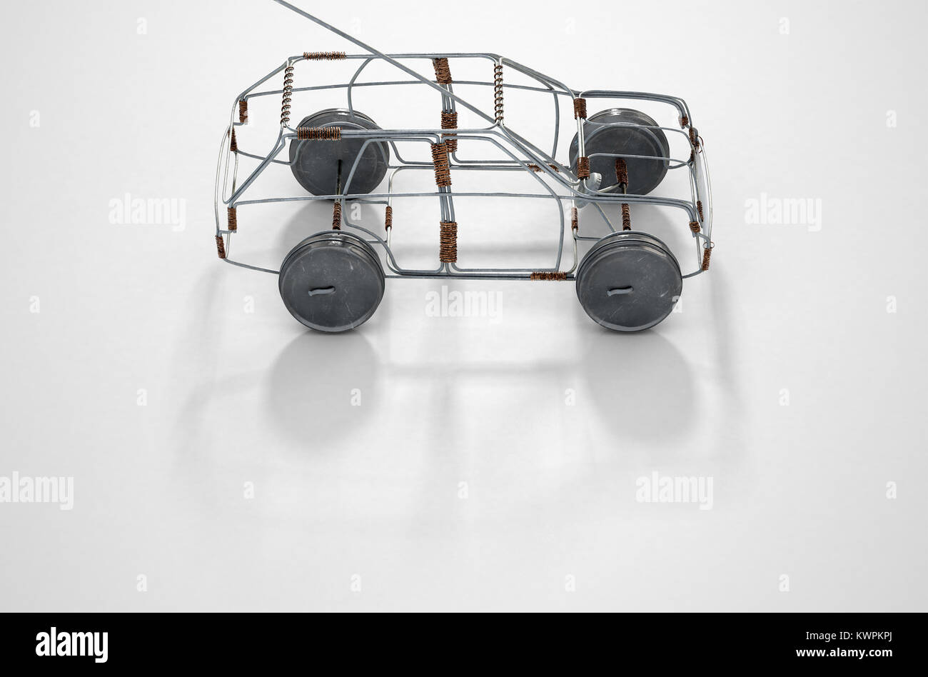 A traditional south african handmade wire toy car made out of metal and