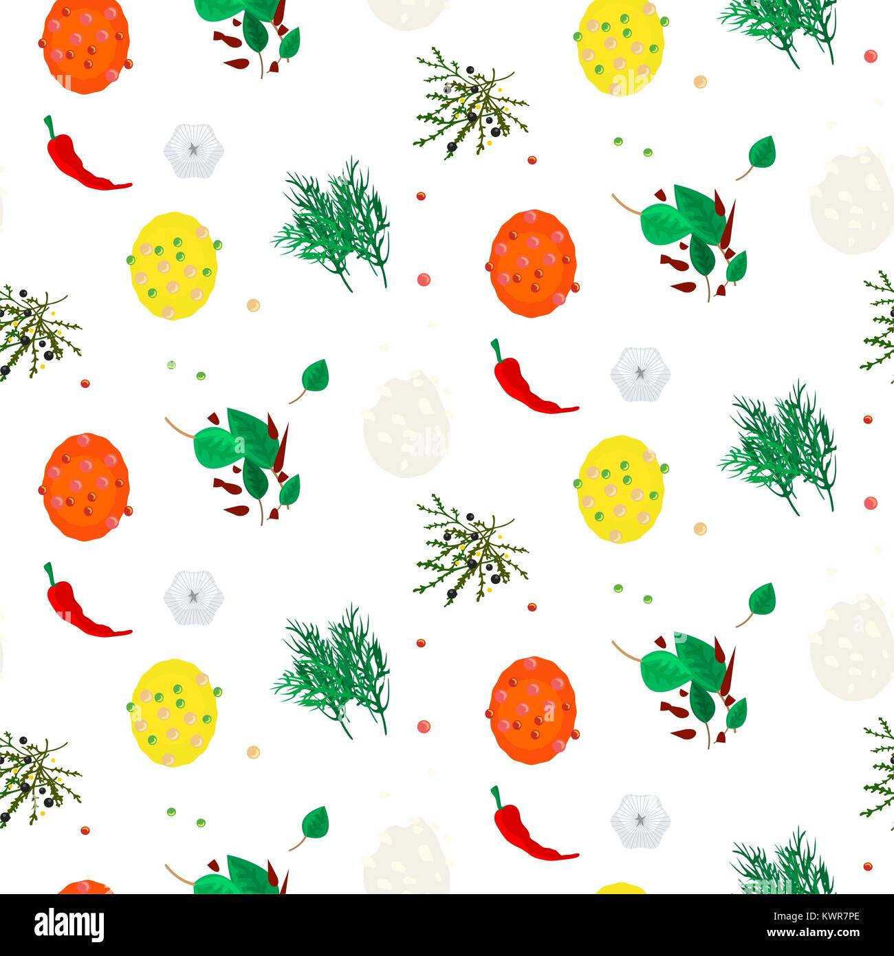 Hot spices vector seamless pattern. Stock Vector