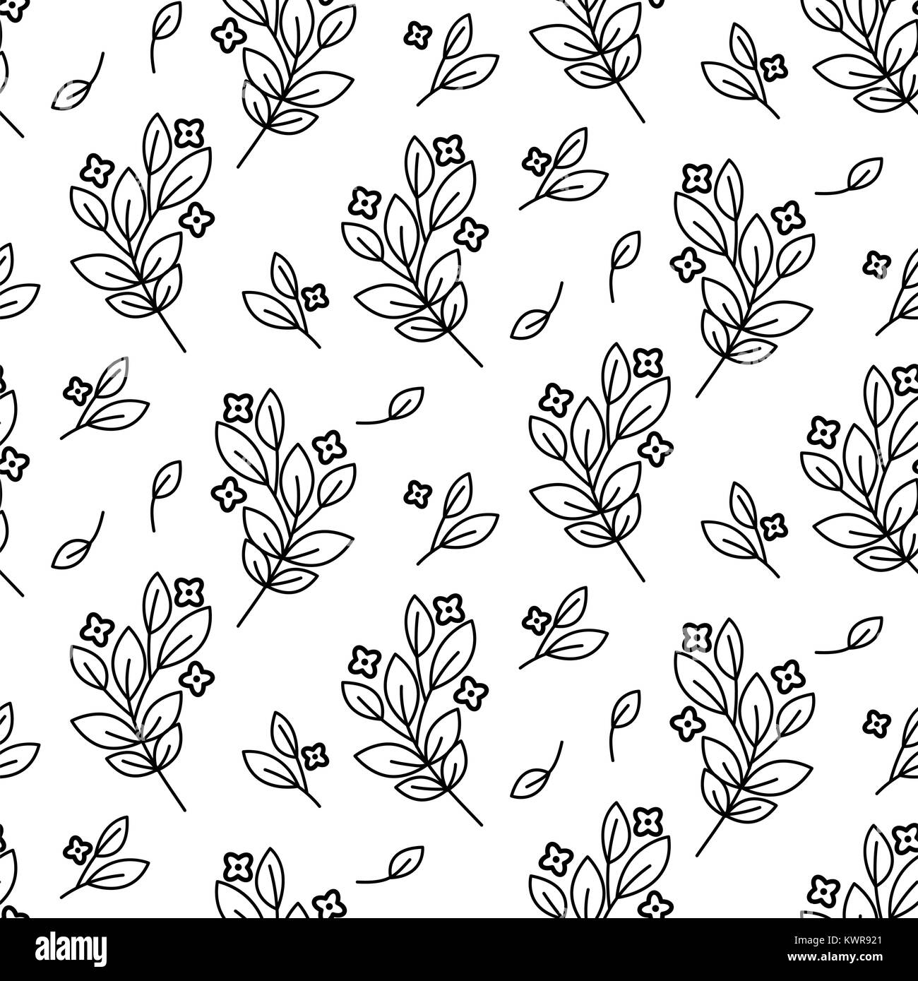 Foliage Branches Floral Seamless Simple Vector Pattern Stock Vector Image Art Alamy