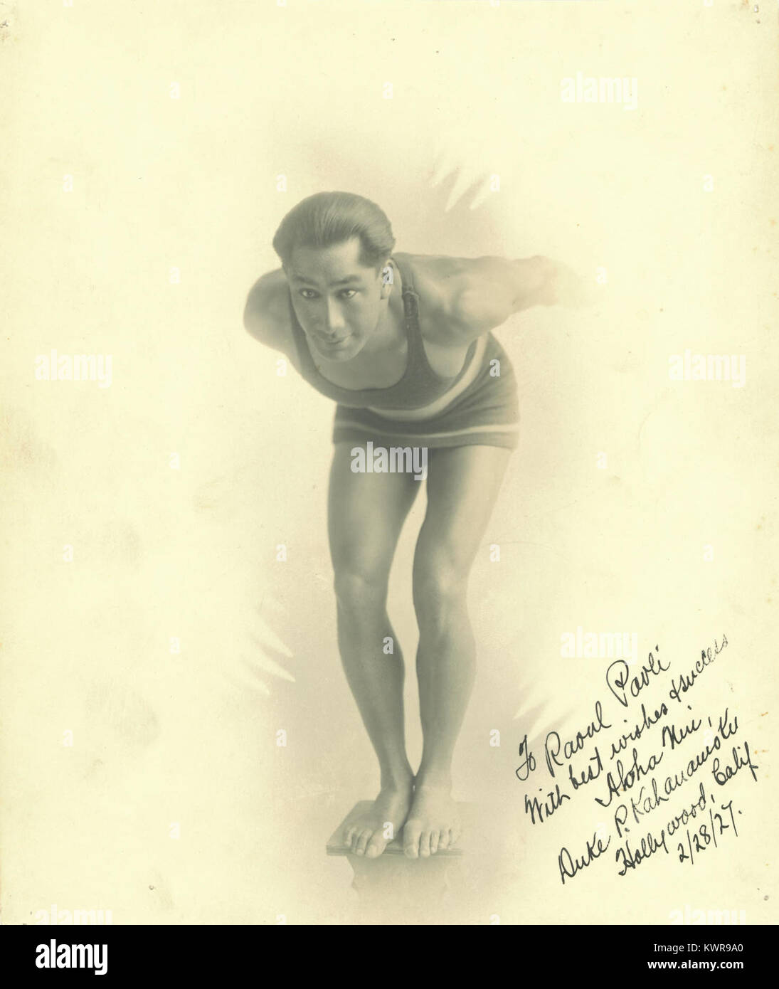 Raoul Paoli - Sport - Photo dédicacée - Duke Kahanamoku-1927 Stock Photo
