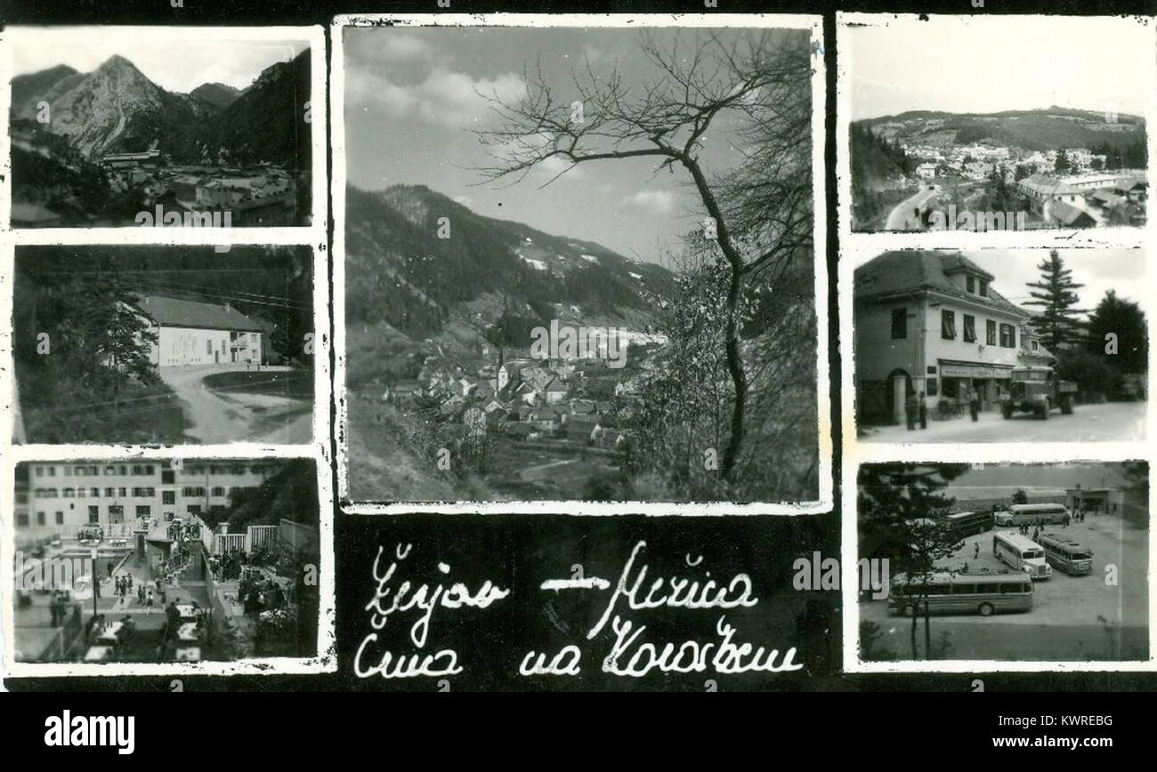 Razglednica Črne, Mežice in Žerjava 1960 Stock Photo