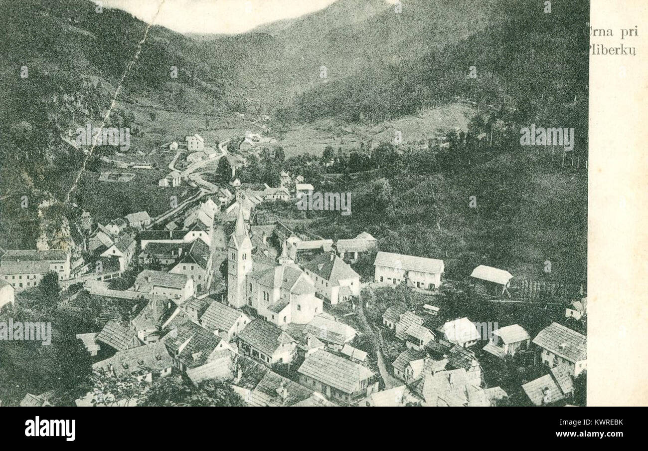 Razglednica Črne na Koroškem 1908 Stock Photo
