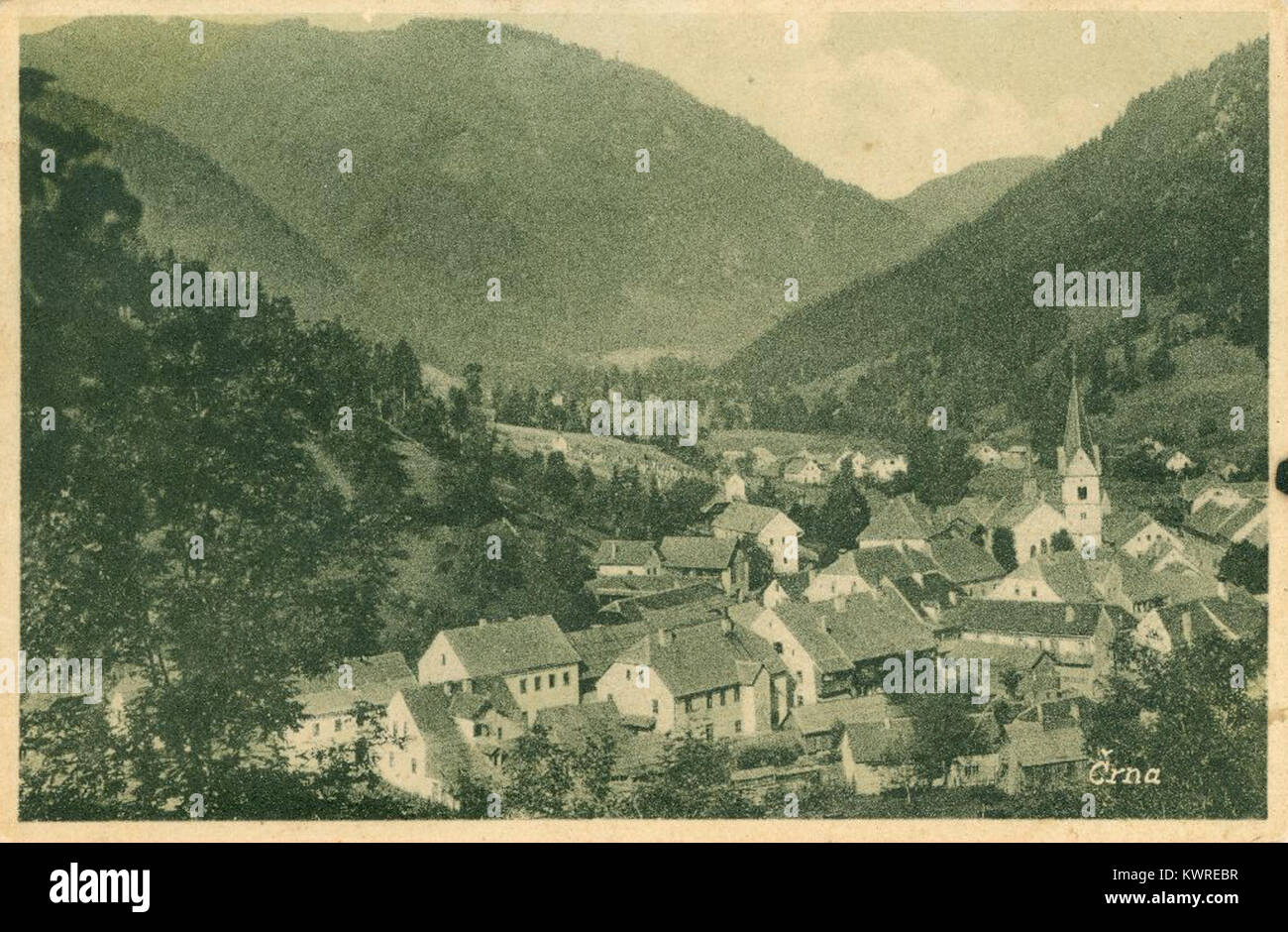 Razglednica Črne na Koroškem 1929 (2) Stock Photo