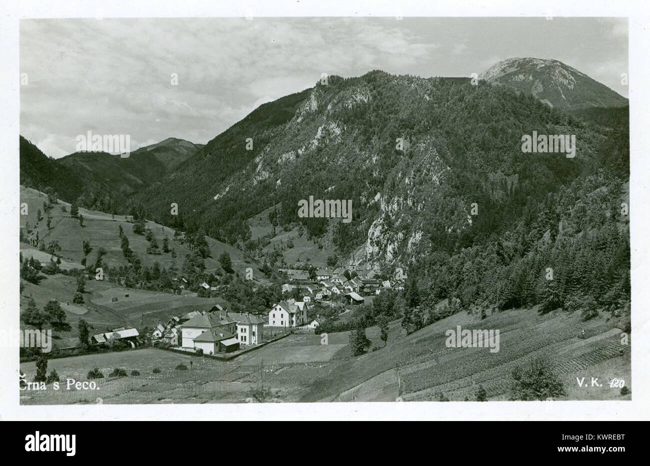 Razglednica Črne na Koroškem 1929 (4) Stock Photo