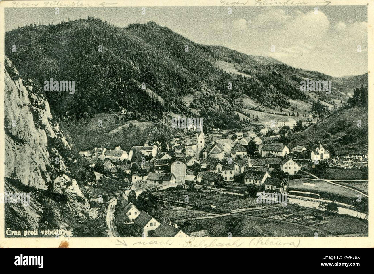 Razglednica Črne na Koroškem 1929 (5) Stock Photo