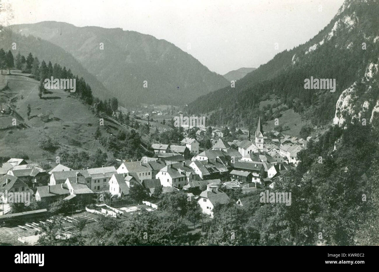 Razglednica Črne na Koroškem 1945 Stock Photo