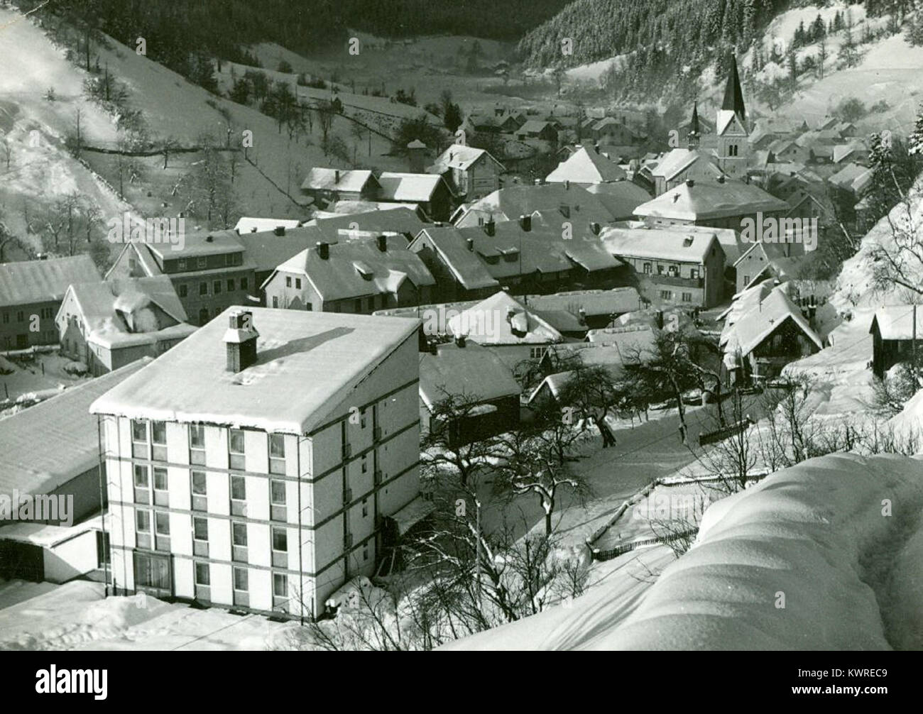 Razglednica Črne na Koroškem 1960 (2) Stock Photo