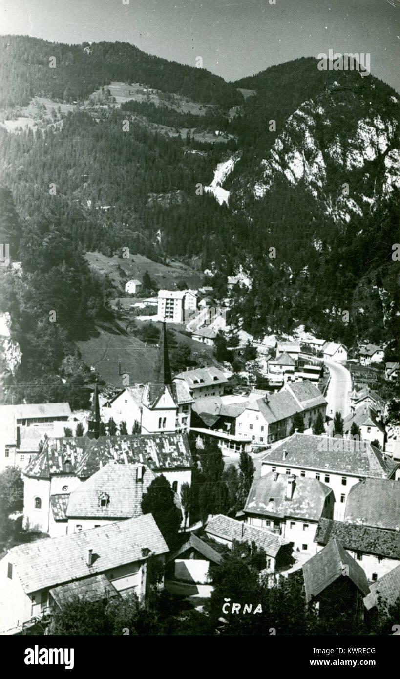 Razglednica Črne na Koroške 1950 (2) Stock Photo
