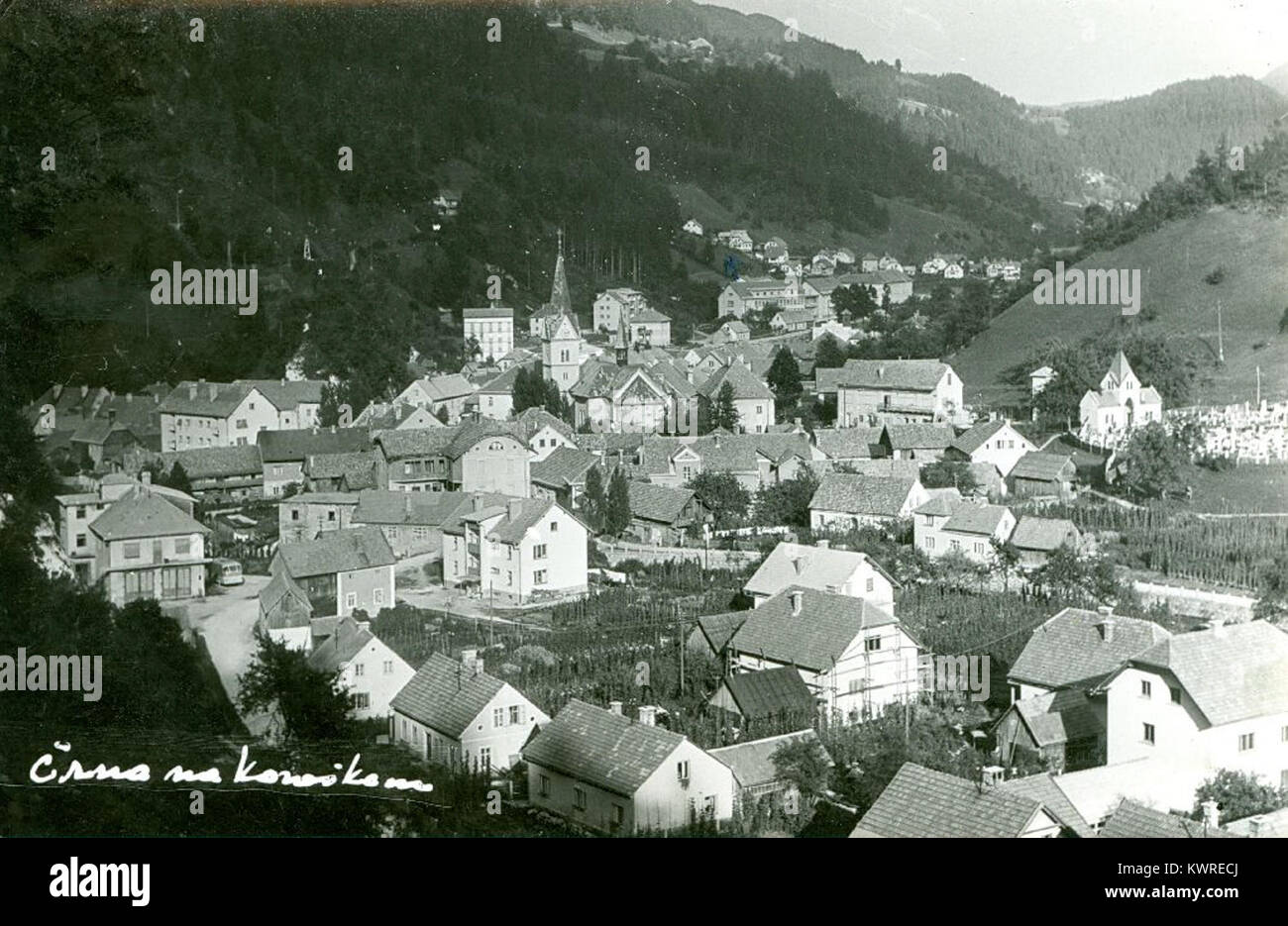 Razglednica Črne na Koroške 1950 (3) Stock Photo