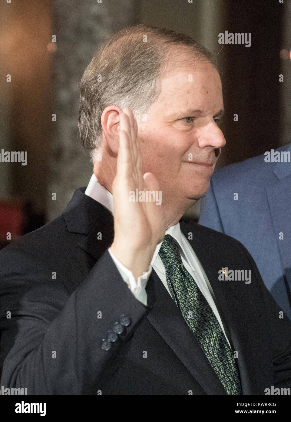 United States Senator Doug Jones (Democrat of Alabama) participates in a mock swearing-in ceremony in the Old Senate Chamber of the US Capitol in Washington, DC on Wednesday, January 3, 2017. Jones won the special election in Alabama to replace US Attorney General Jeff Sessions in the US Senate. Credit: Ron Sachs/CNP (RESTRICTION: NO New York or New Jersey Newspapers or newspapers within a 75 mile radius of New York City) - NO WIRE SERVICE - Photo: Ron Sachs/Consolidated/dpa Stock Photo