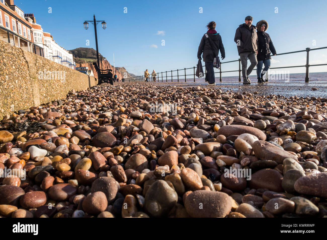 Sidmouth, Devon. 5th Jan, 2018. UK Weather Tons of shale and pebble