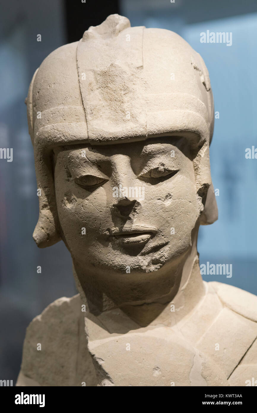 Jaen, Spain - December 29th, 2017: Warrior with double armour at Iberian Museum of Jaen belonging to the Temporary Exhibition tittled The Lady, The Pr Stock Photo