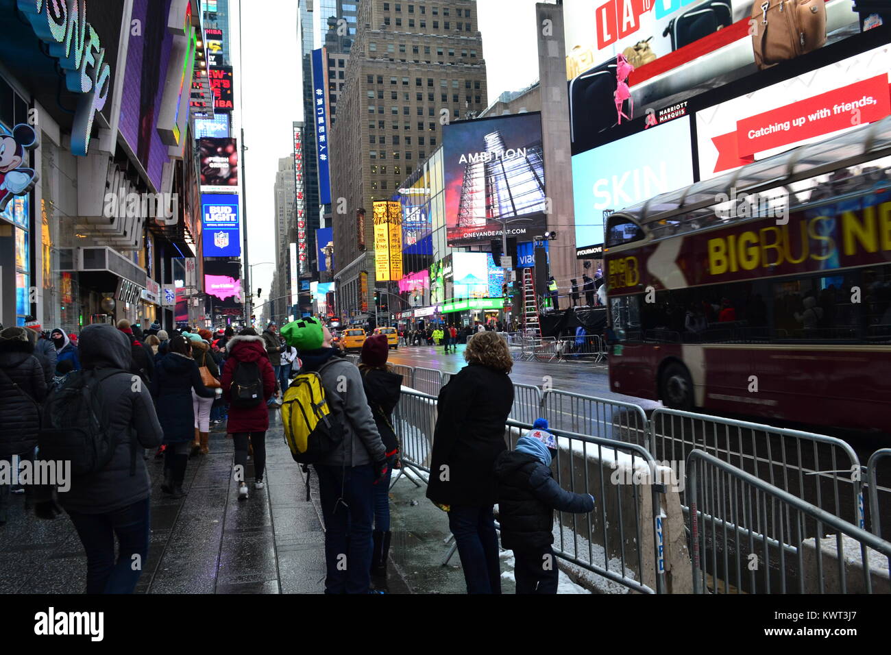 Getting ready for the new year, Times Square, New York Stock Photo