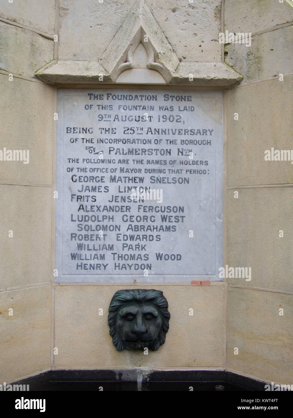 Palmerston North Incorporation Plaque Stock Photo Alamy