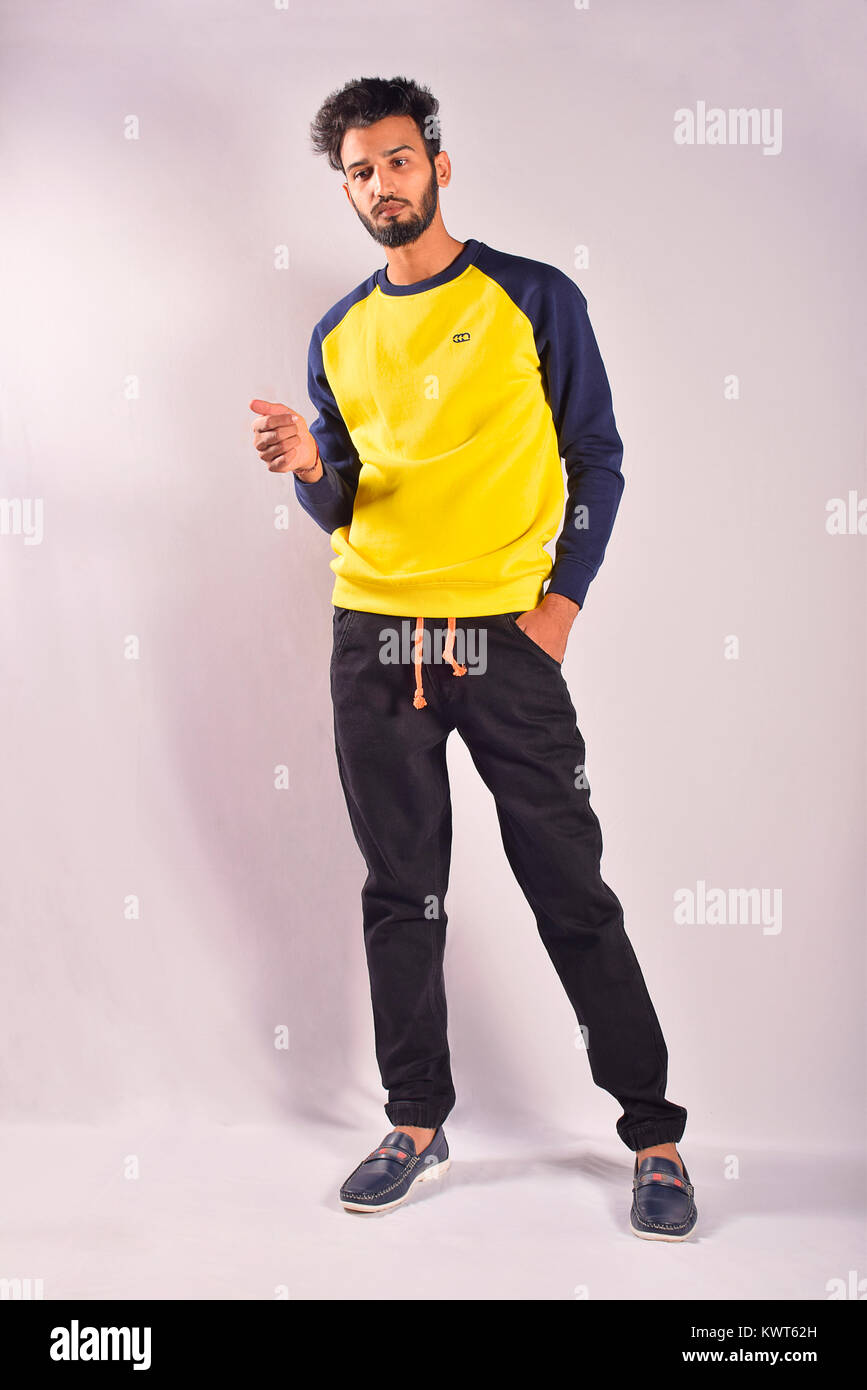 young male model in casual dress posing pune maharashtra KWT62H