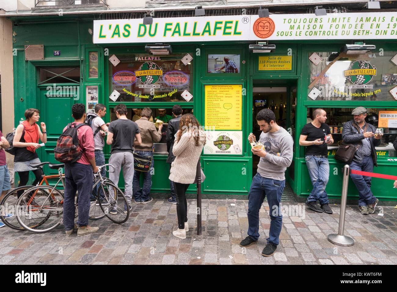 France, Paris, Marais, Fallafel restaurant, Jewish Stock Photo