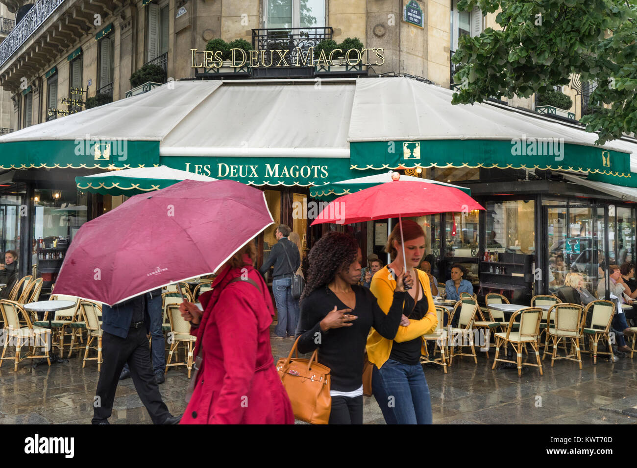 France, Paris, Saint Germain des Pres, Les Deux Magots Stock Photo