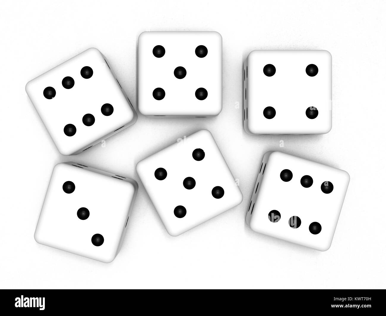Casino dice  isolated on white, 3d rendering Stock Photo
