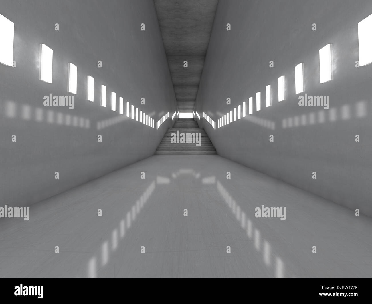 Architectural concept with stairs. 3D rendering Stock Photo - Alamy
