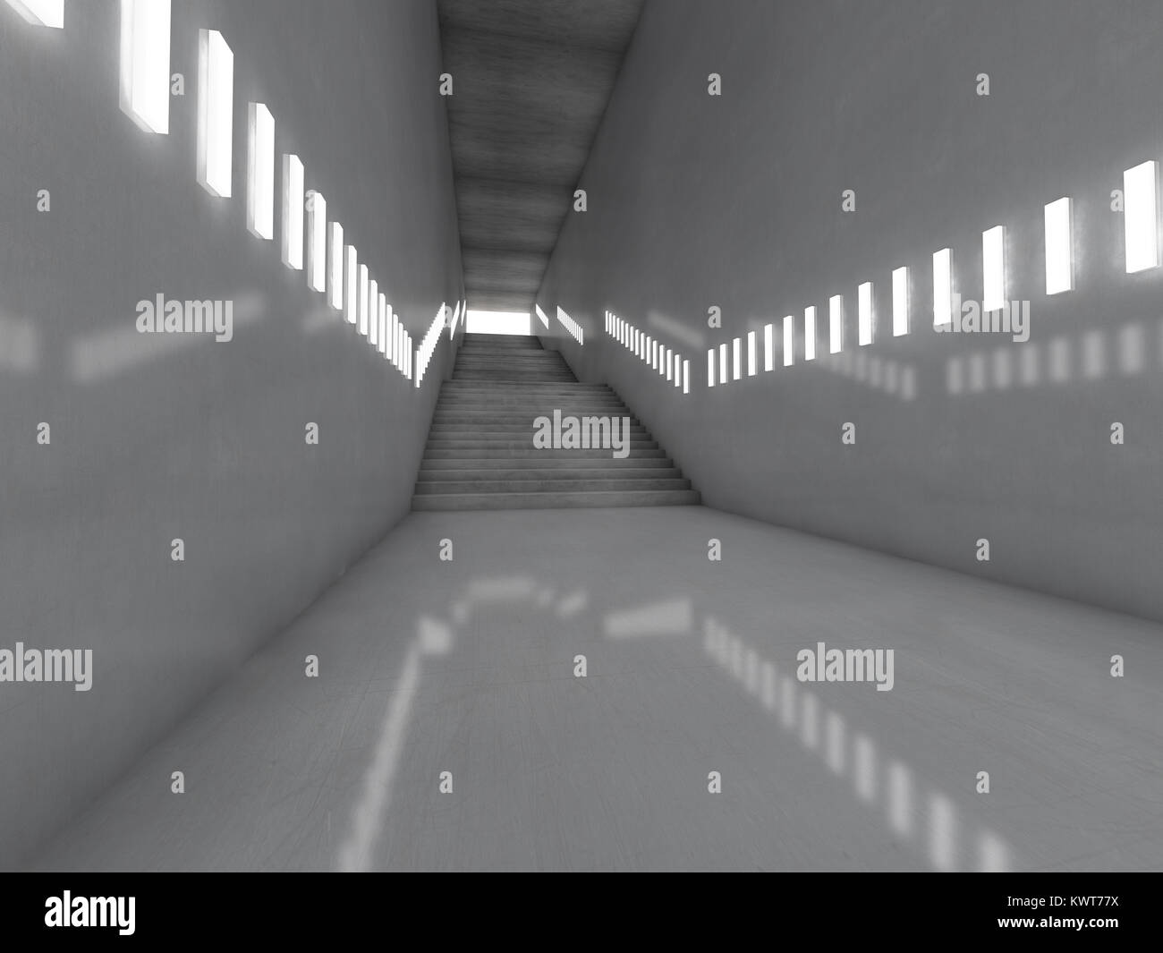 Architectural concept with stairs. 3D rendering Stock Photo - Alamy
