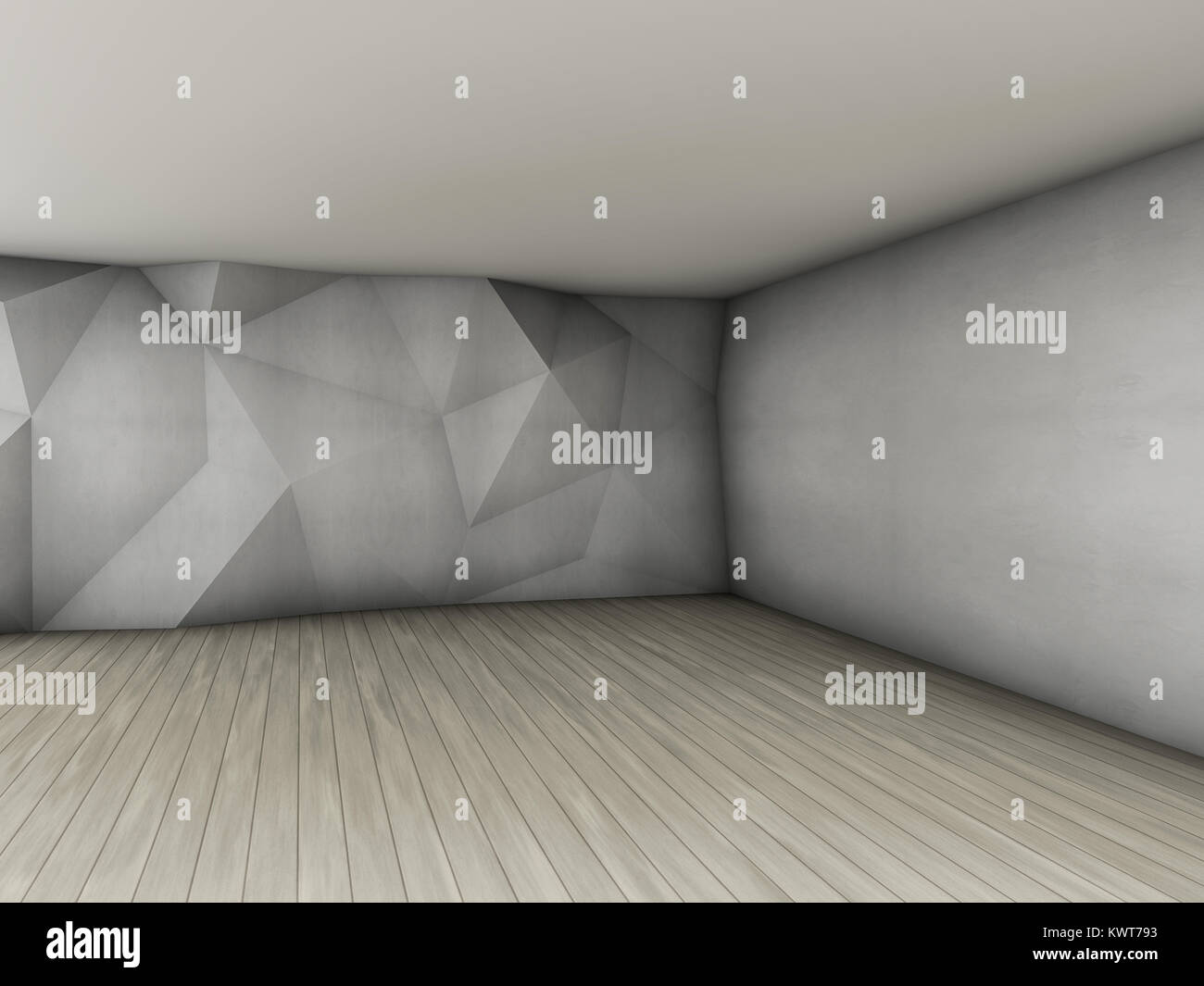 Abstract empty interior with concrete polygonal relief pattern on the ...