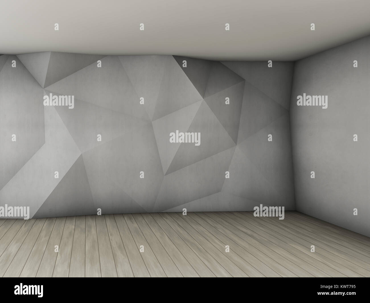 Abstract empty interior with concrete polygonal relief pattern on the ...