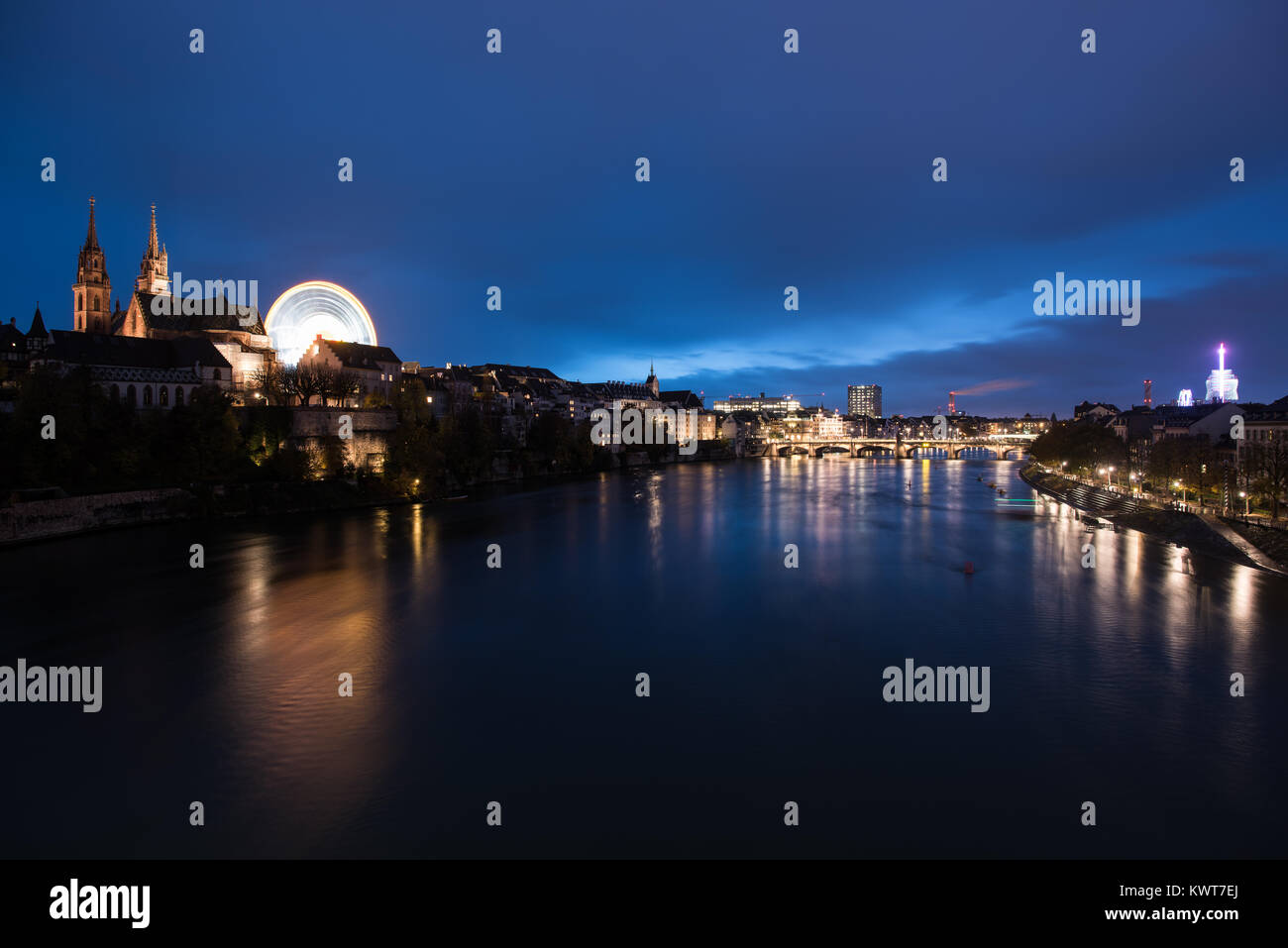 Basel switzerland cityscape at autumn fair Stock Photo