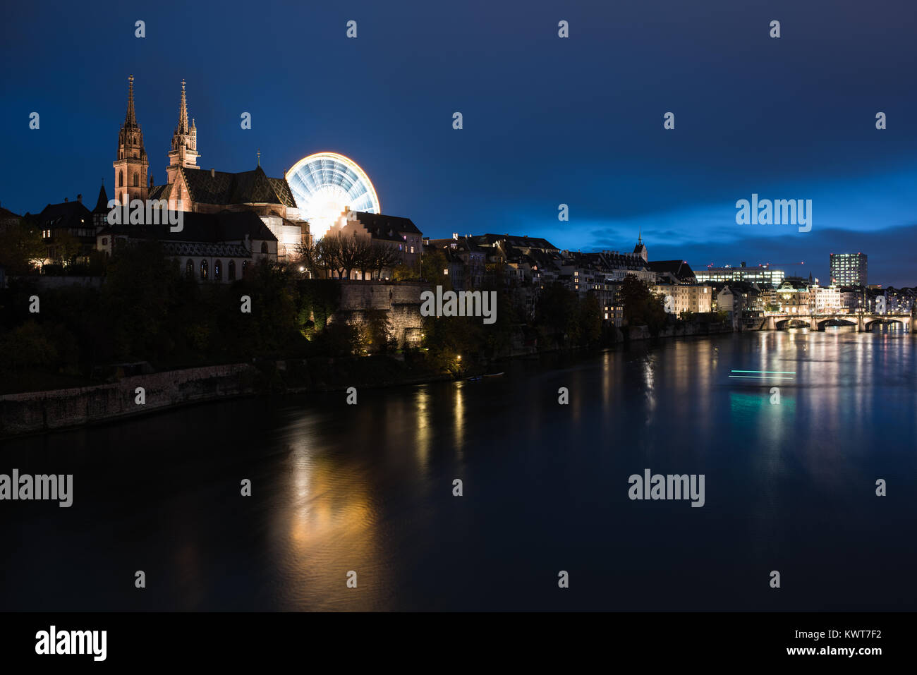 Basel switzerland cityscape at autumn fair Stock Photo