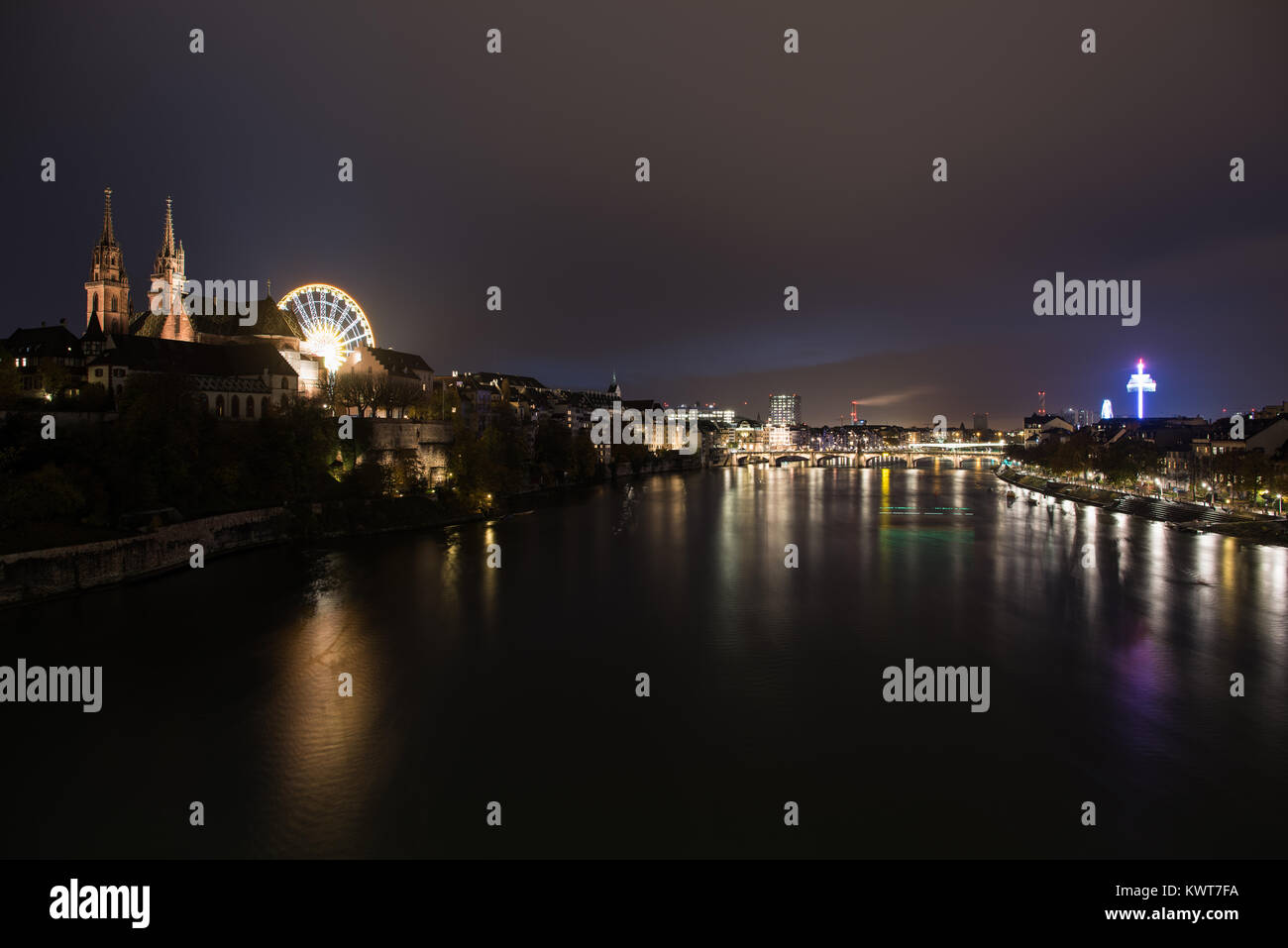 Basel switzerland cityscape at autumn fair Stock Photo