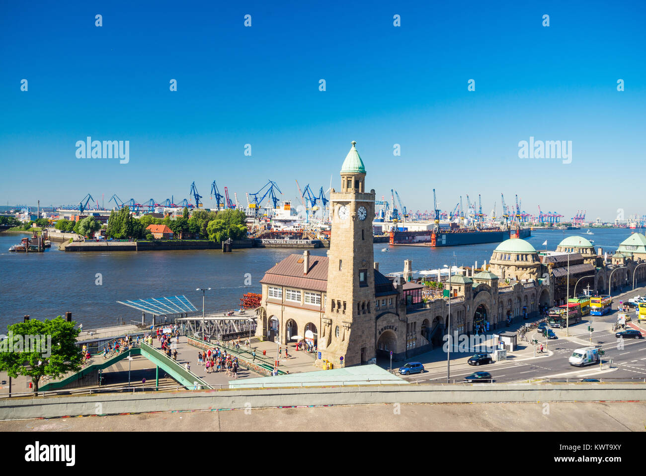 hamburg-harbour-and-river-elbe-in-summer-stock-photo-alamy