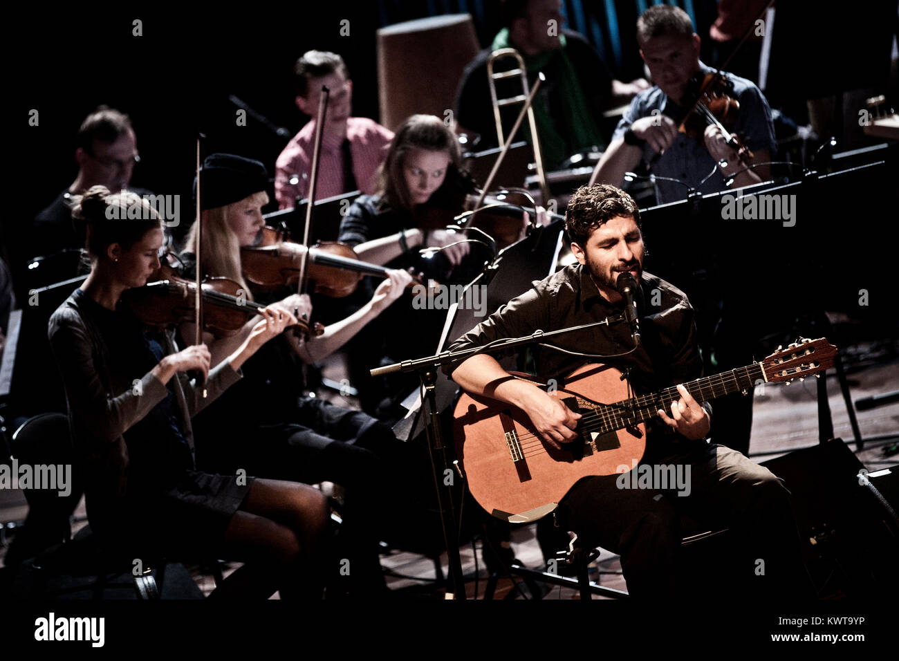 The Swedish musician and singer-songwriter José Gonzáles pictured live on stage at concert at Koncerthuset in Copenhagen. Denmark 26/03 2011. Stock Photo
