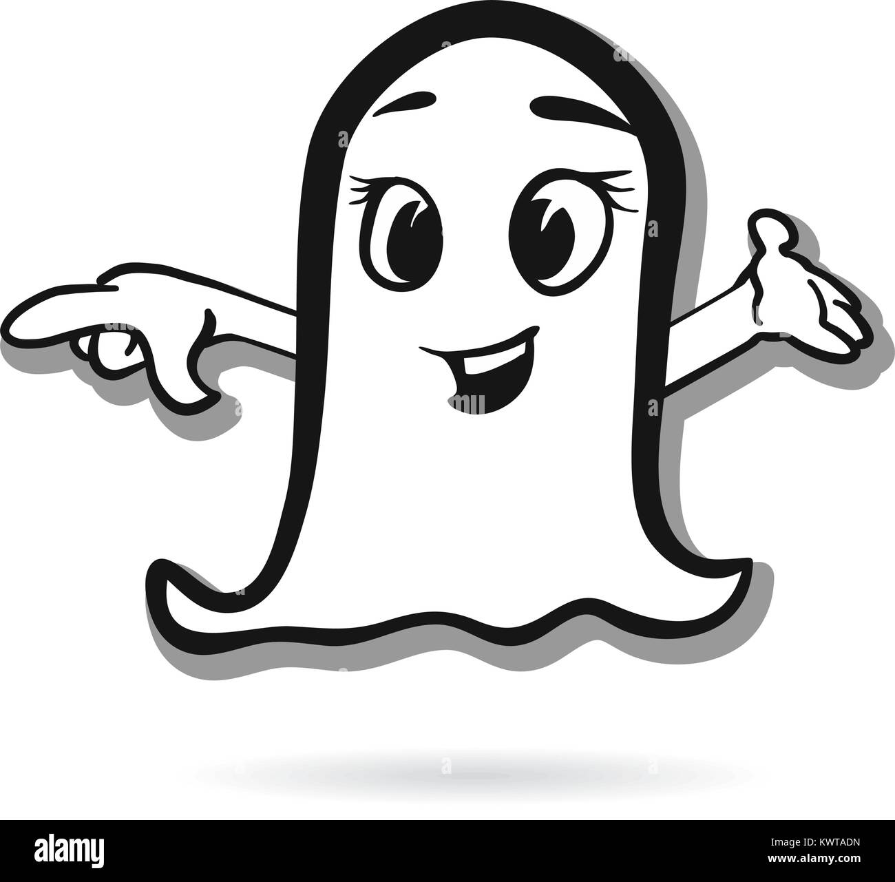 Pointing ghost vector design. Sketched by hand. Emotional face series. Stock Vector