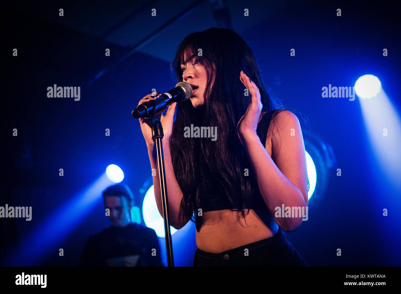 The Danish-Zambian R&B and electro pop singer Kwamie Liv performs a live concert at P6 BEAT Rocker in Koncerthuset in Copenhagen. Kwamie Liv is among the most exciting new talents in Denmark and is already a well-known artist abroad. Denmark, 21/12 2014. Stock Photo