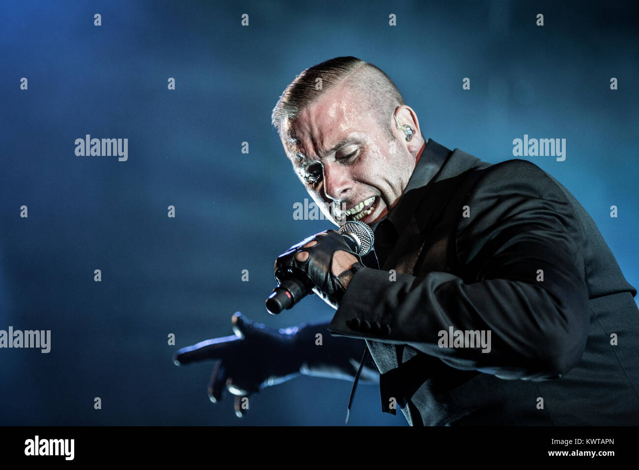 The Danish rapper L.O.C. (Liam O’Connor) is the best-selling rapper in Danish music history and is here pictured live on stage at Skanderborg Festival 2013. Denmark 09.08 2013. Stock Photo