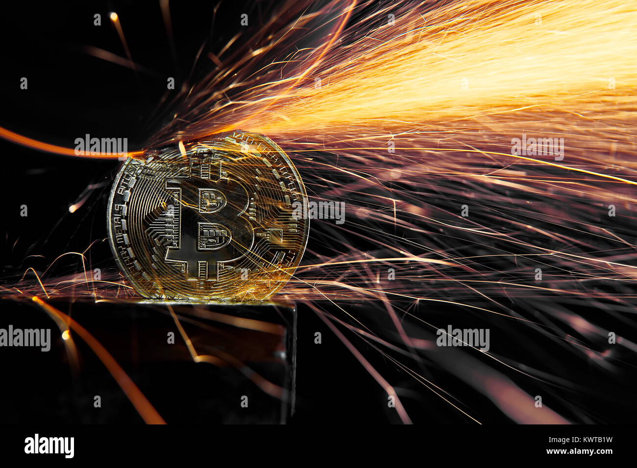 Electric wheel grinding on Bitcoin Stock Photo - Alamy
