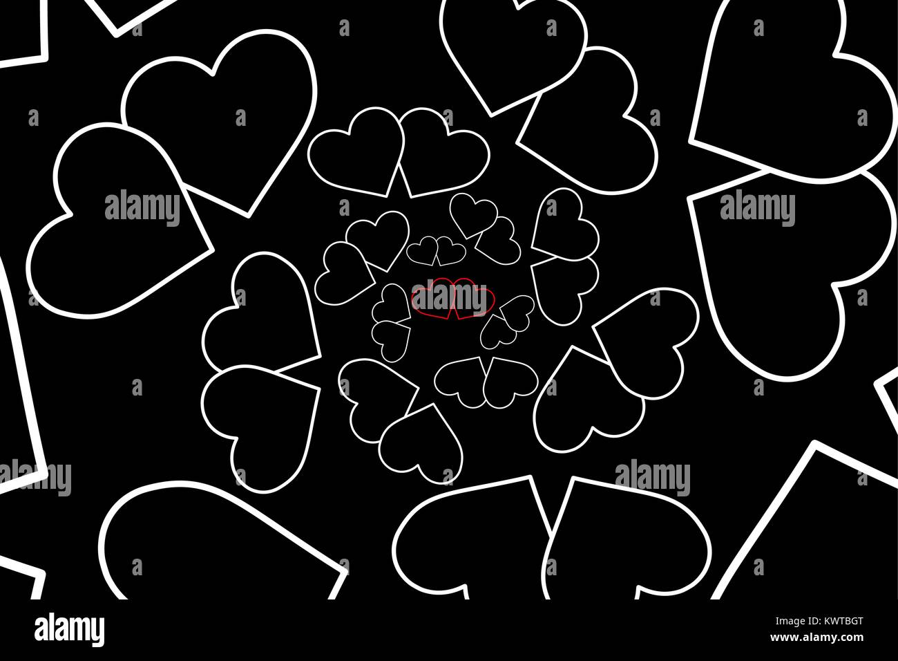 Two Heart Pattern Two hearts - vector pattern - white pattern on a black background Stock ...
