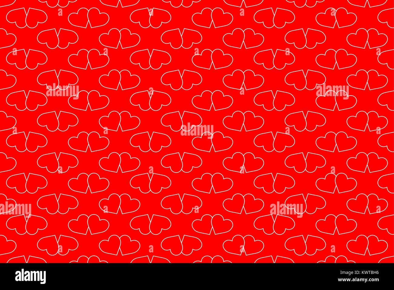 Two Hearts Pattern Two hearts - vector pattern - white pattern on a red background Stock ...