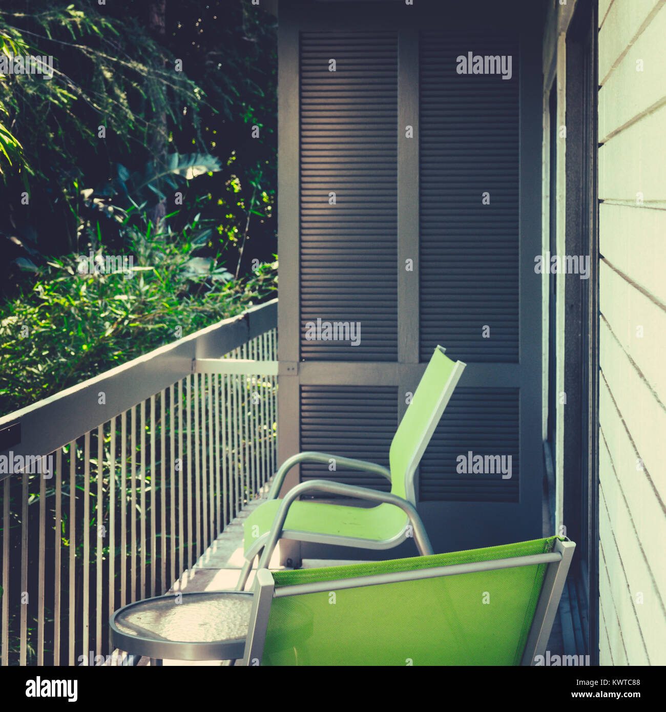 Hotel Balcony With Sun Chairs With Palm Trees In Background Stock Photo Alamy