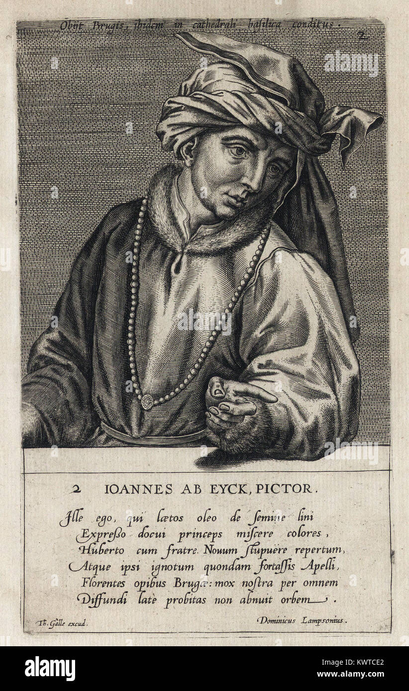IONNES AB EYCK  - Woodcut portrait   - Engraving 17th century Stock Photo