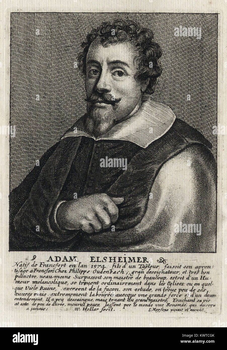 ADAM ELSHEIMER - Woodcut portrait and short biography (old french ...