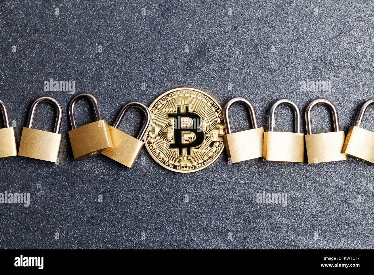 bitcoin security concept. Gold coin with padlock Stock Photo Alamy